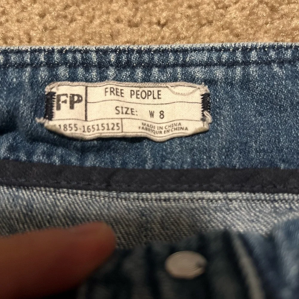 Free People Button-Front Denim Mini Skirt in Washed Blue